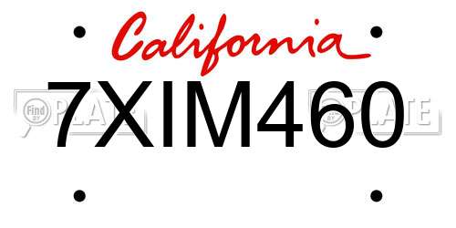 7XIM460 California License Plate