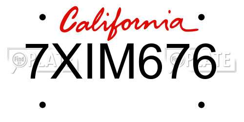 7XIM676 California License Plate