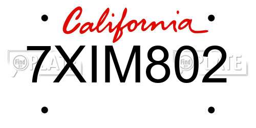 7XIM802 California License Plate