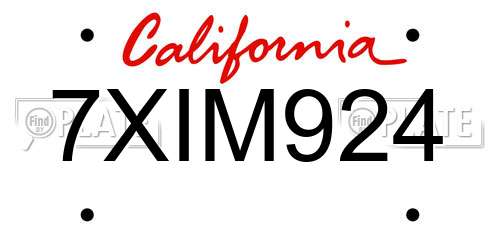 7XIM924 California License Plate