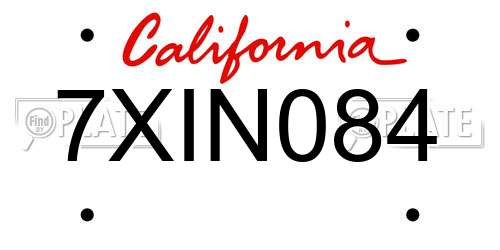 7XIN084 California License Plate