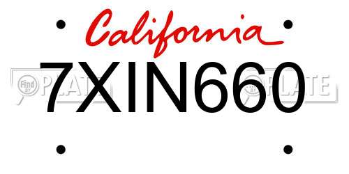 7XIN660 California License Plate