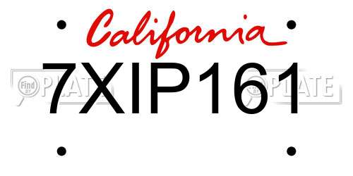 7XIP161 California License Plate