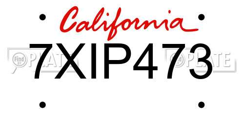 7XIP473 California License Plate