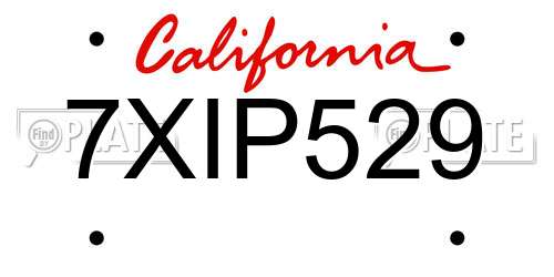 7XIP529 California License Plate