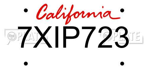 7XIP723 California License Plate