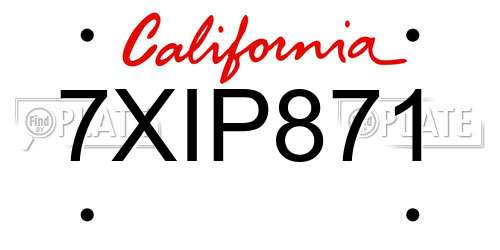 7XIP871 California License Plate