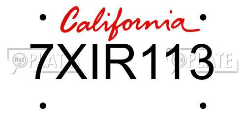 7XIR113 California License Plate