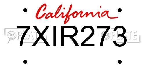 7XIR273 California License Plate