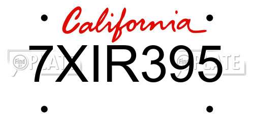7XIR395 California License Plate