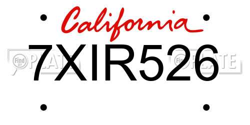 7XIR526 California License Plate