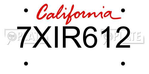 7XIR612 California License Plate