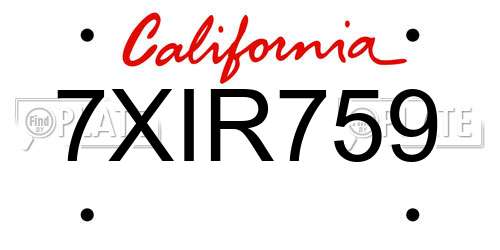 7XIR759 California License Plate