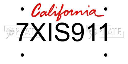 7XIS911 California License Plate