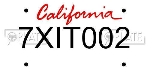 7XIT002 California License Plate