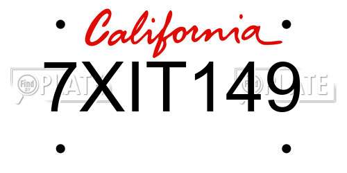 7XIT149 California License Plate
