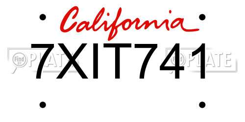 7XIT741 California License Plate