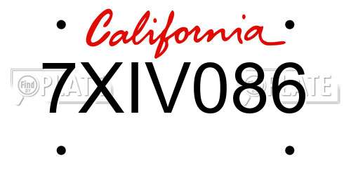 7XIV086 California License Plate