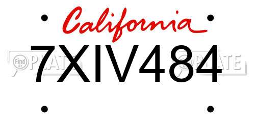 7XIV484 California License Plate