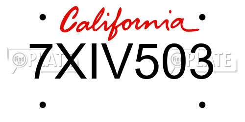 7XIV503 California License Plate