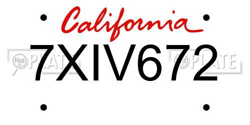 7XIV672 California License Plate