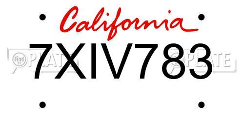 7XIV783 California License Plate