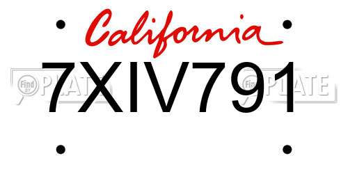 7XIV791 California License Plate