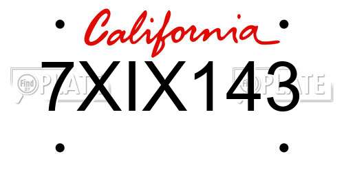 7XIX143 California License Plate