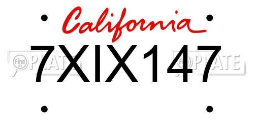 7XIX147 California License Plate