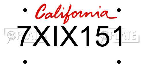 7XIX151 California License Plate