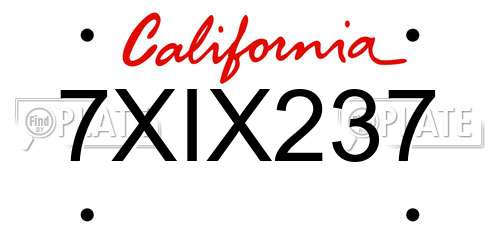 7XIX237 California License Plate