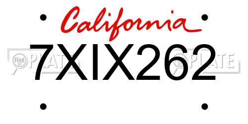 7XIX262 California License Plate