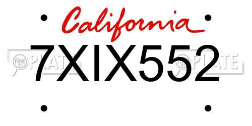 7XIX552 California License Plate