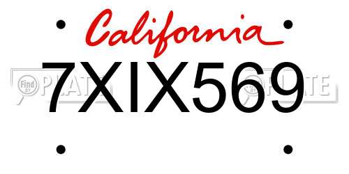 7XIX569 California License Plate