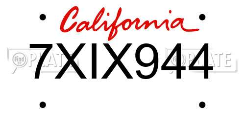 7XIX944 California License Plate