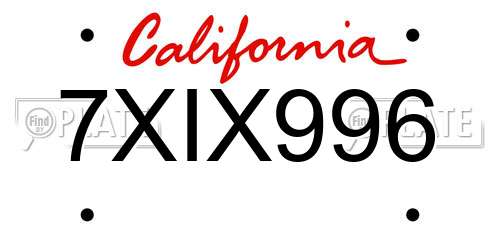 7XIX996 California License Plate