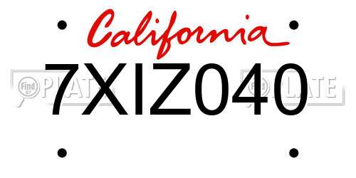 7XIZ040 California License Plate
