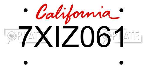 7XIZ061 California License Plate
