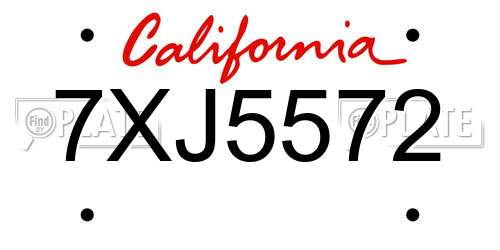 7XJ5572 California License Plate