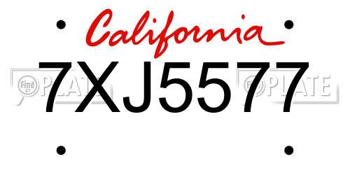 7XJ5577 California License Plate