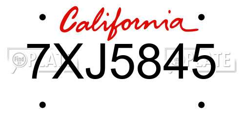 7XJ5845 California License Plate