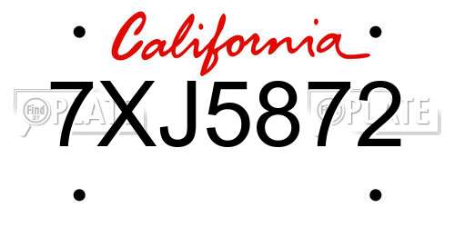 7XJ5872 California License Plate