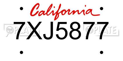 7XJ5877 California License Plate