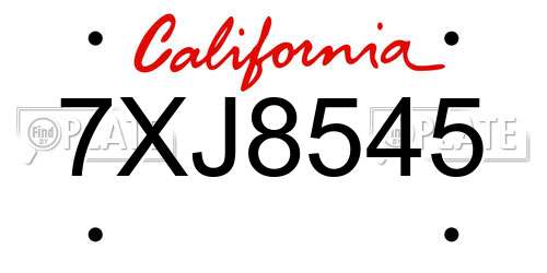 7XJ8545 California License Plate