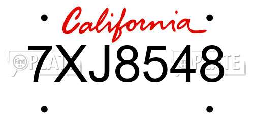 7XJ8548 California License Plate