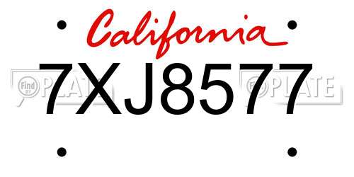 7XJ8577 California License Plate