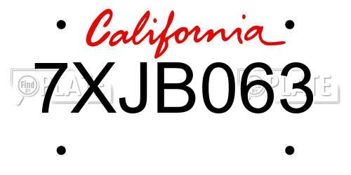 7XJB063 California License Plate
