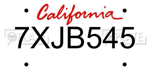 7XJB545 California License Plate
