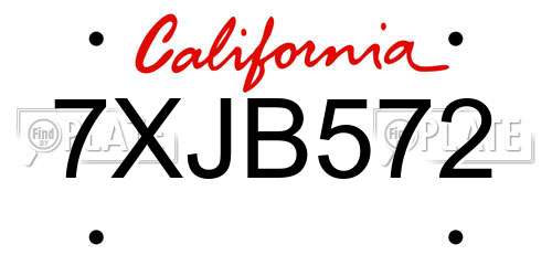 7XJB572 California License Plate