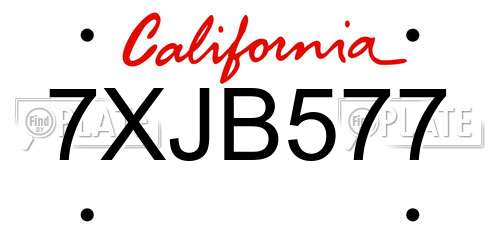 7XJB577 California License Plate